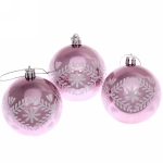 Новогодние шары 7см (набор 3шт) «Хвойные веточки», розовый
