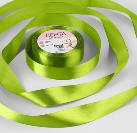 Лента атласная 25 мм 23 м, светло-оливковая