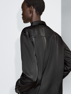 Massimo Dutti Струящаяся атласная рубашка, черный