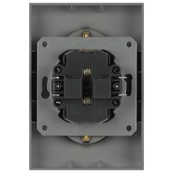 Розетка ЭРА Galaxy 15-2104-06 с заземлением двойная 2X2P+E Schuko 16А-250В IP20 графит | Эра Galaxy
