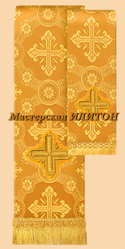Закладка желтая с золотом для Евангелия и Апостол из парчи.