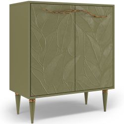 Комод Арт Колор leaves Классик Голд с 2 полками Зеленая олива