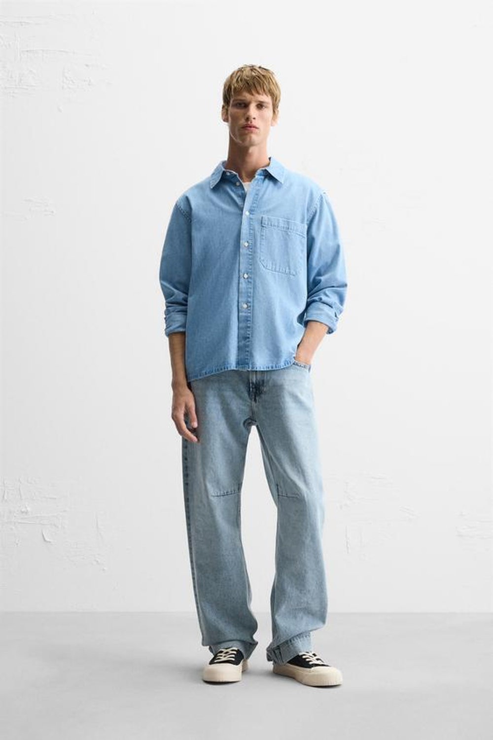 ZARA ДЖИНСЫ RELAXED FIT, СВЕТЛО-СИНИЙ