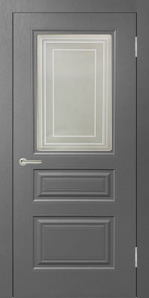 Межкомнатная дверь Роял 3 остекленная / Цвет Серый / Стекло фотопечать / Двери Верда