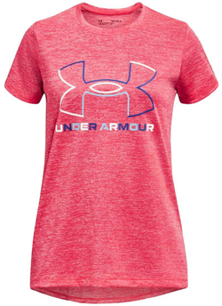 Футболка для девочки теннисная Under Armour Girls' UA Tech Big Logo Twist Short Sleeve - pink shock/white