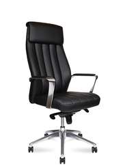 Кресло офисное  Madrid Black  алюминиевая  база  черная экокожа