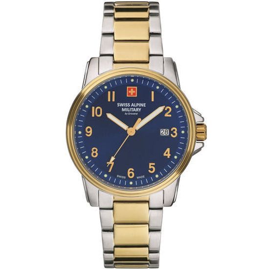 С браслетом Мужские наручные часы с серебряным браслетом Swiss Alpine Military 7011.1145 mens 40mm 10ATM