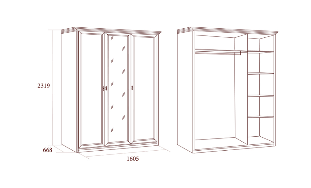 ЕКАТЕРИНА Шкаф плательный 3-дв.