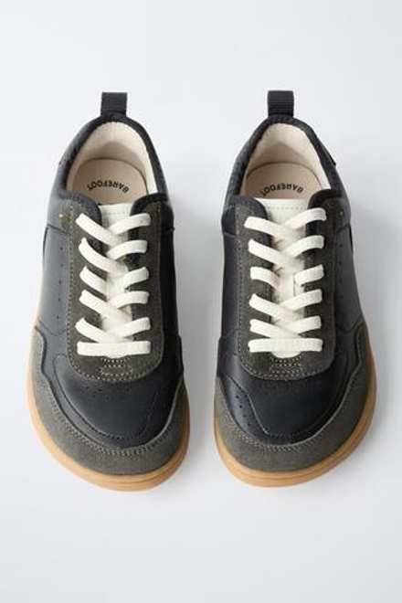 ZARA КОЖАНЫЕ КРОССОВКИ BAREFOOT, ЧЕРНЫЙ