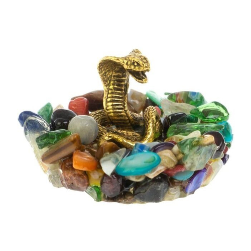 Статуэтка "Кобра" на самоцветах бронзовая 5х5х3 см