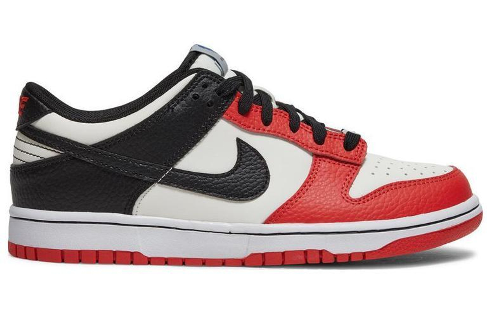 NBA x Nike Dunk EMB "Chicago" synthetic leather two-layer cowhide Chicago NBA 75th anniversary retro casual non-slip wear-resistant lightweight low-top sneakers GS black and white red