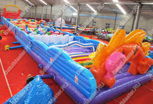 Коммерческая надувная полоса препятствий "Солнечная" 43,5*6*5,5 м