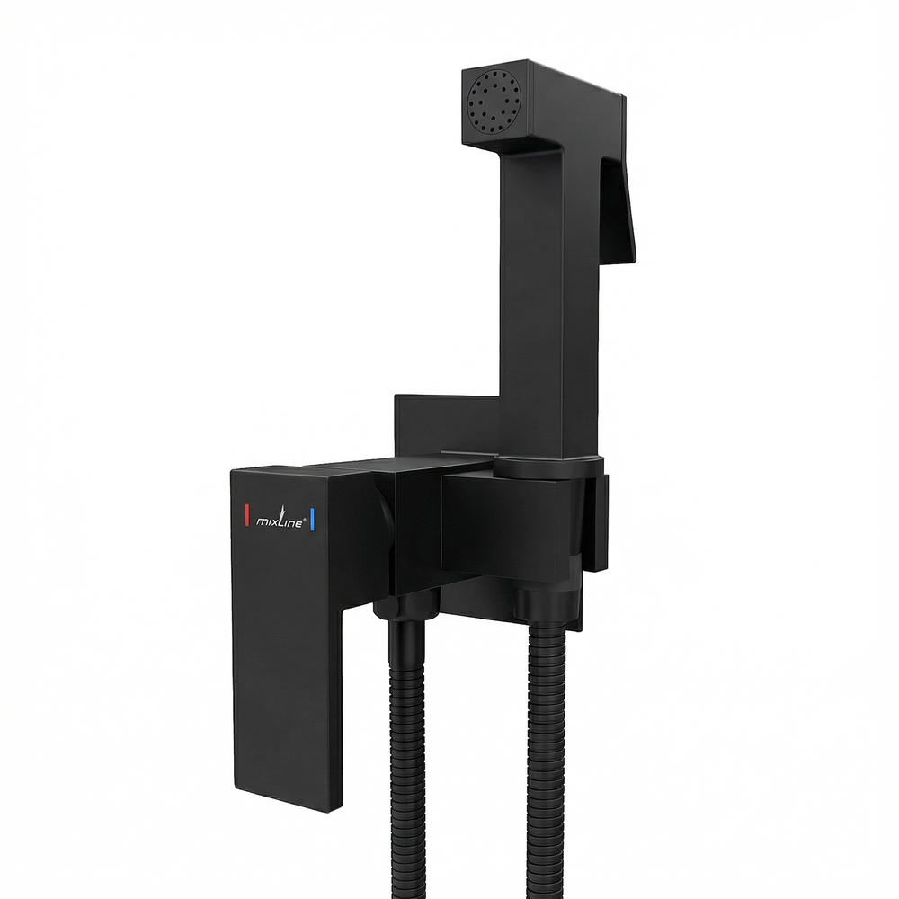 Смеситель с гигиенической лейкой 25k MIXLINE ML31-082BL "Ray" встраиваемый ЧЕРНЫЙ