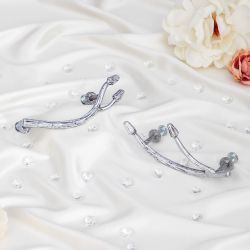 Ручка мебельная скоба Орхидея левая Античное серебро