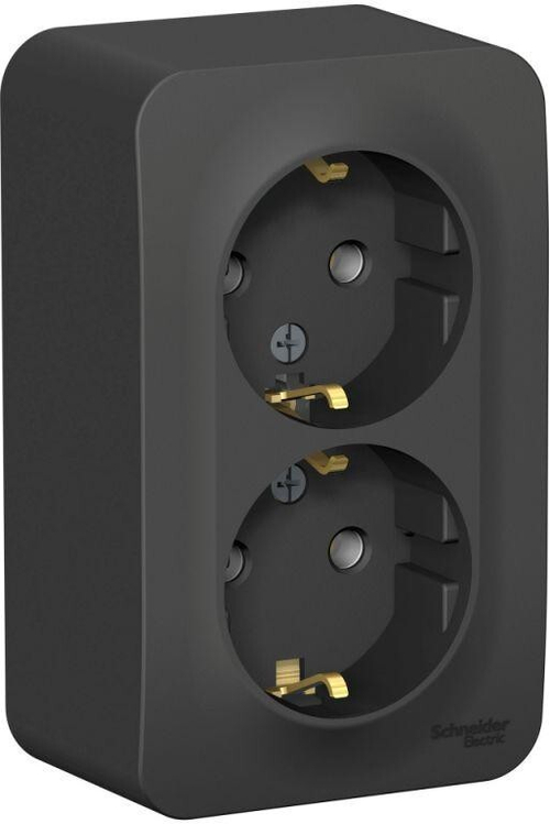 Розетка 2-м ОП Blanca 16А IP20 250В с заземл. без защ. шторок с изолир. пластиной антрацит
