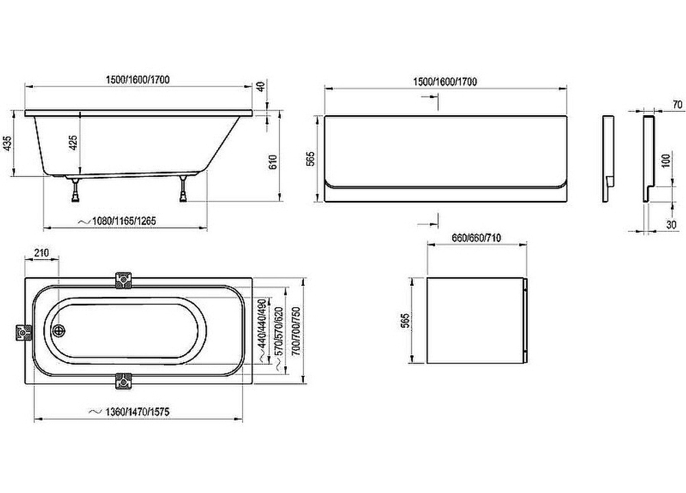Акриловая ванна Ravak Chrome 160x70 C731000000 без гидромассажа