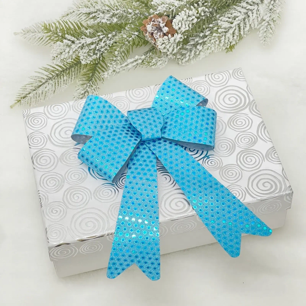 Бант на ёлку «Искры» 18*26 см, Голубой