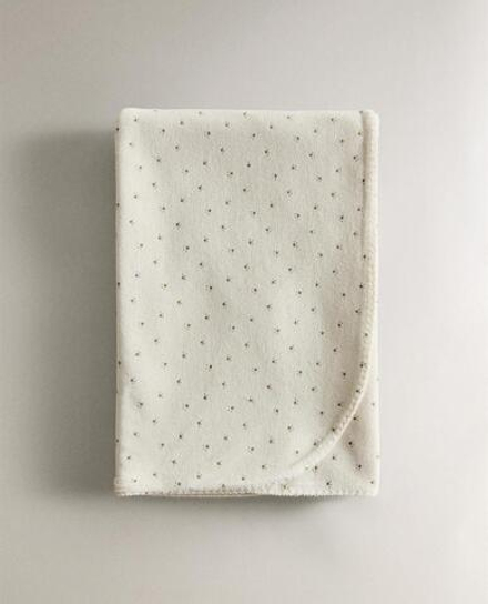 ZARA HOME ДЕТСКИЙ ПЛЕД С ПРИНТОМ, ЭКРЮ