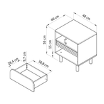 Тумба прикроватная Ола с ящиком, на ножках, 48х40х55 см