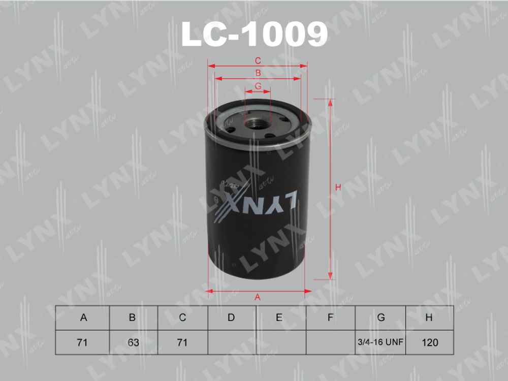 W719/5     LYNX      LC-1009 Фильтр масляный