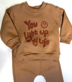 Костюм для малышей с утеплением темный беж, хлопок