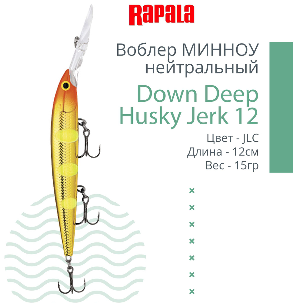 Воблер RAPALA Down Deep Husky Jerk 14, 14см, 23гр, цвет GF
