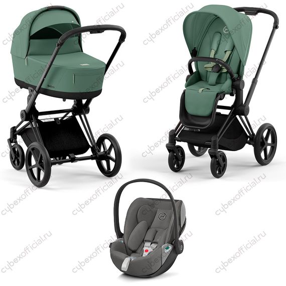 Детская коляска Cybex Priam IV 3 в 1 Leaf Green шасси Matt Black