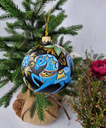 Шар стеклянный "Городецкая роспись" с лошадкой