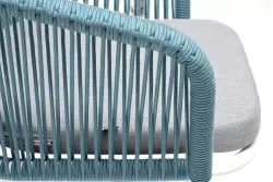 "Марсель" стул плетеный из роупа, каркас алюминий светло-серый (RAL7035) муар, роуп бирюзовый круглый, ткань светло-серая