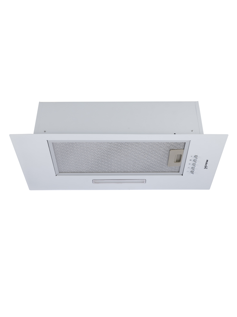 Вытяжка кухонная MACBI S-BOX-60A1 (WHITE) белый, D120мм. 850 м3/ч, полновстраиваемая, мотор 70Ватт, металл 60см, кнопочное управл.