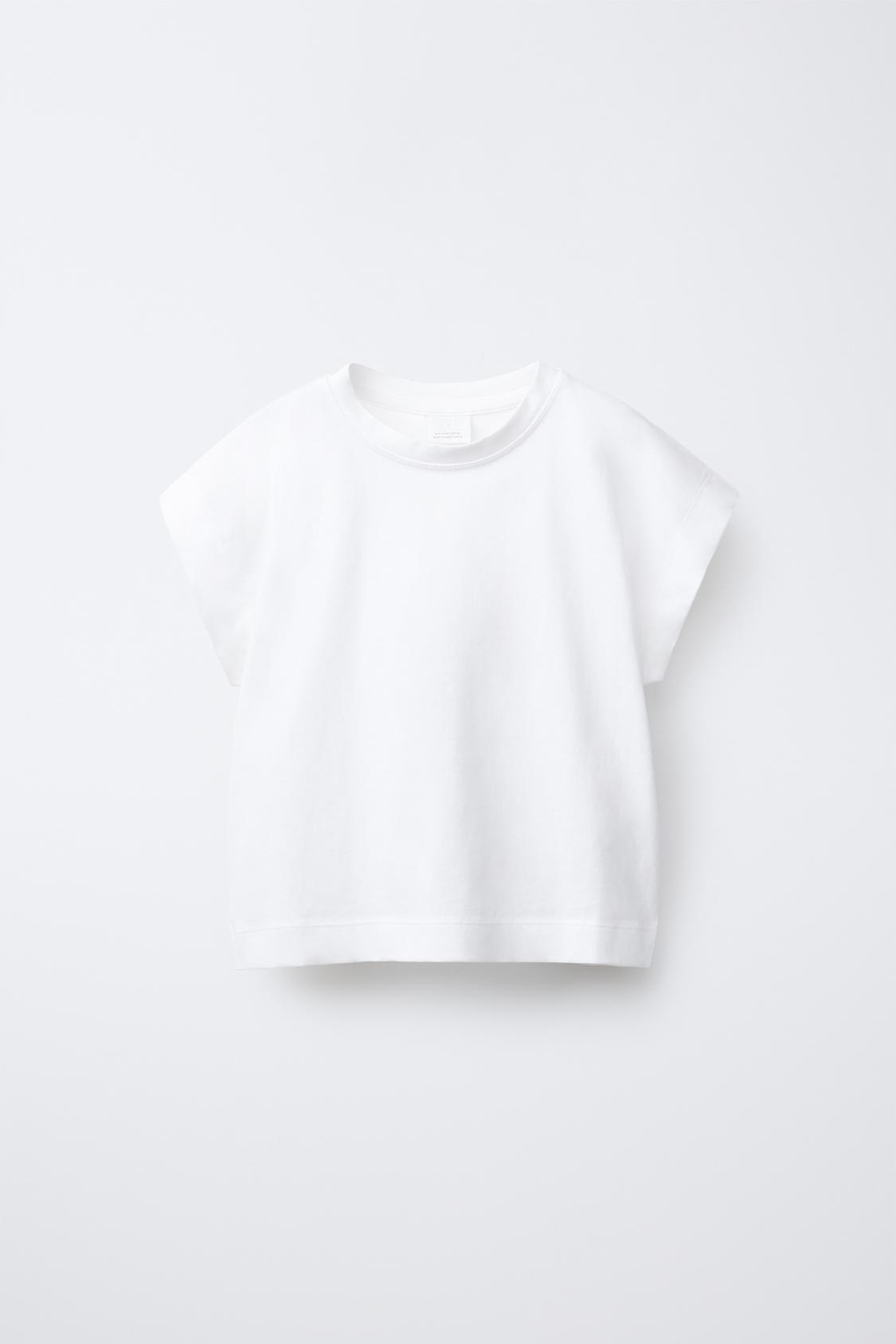 ZARA ОДНОТОННАЯ ФУТБОЛКА С ХЛЯСТИКОМ, БЕЛЫЙ