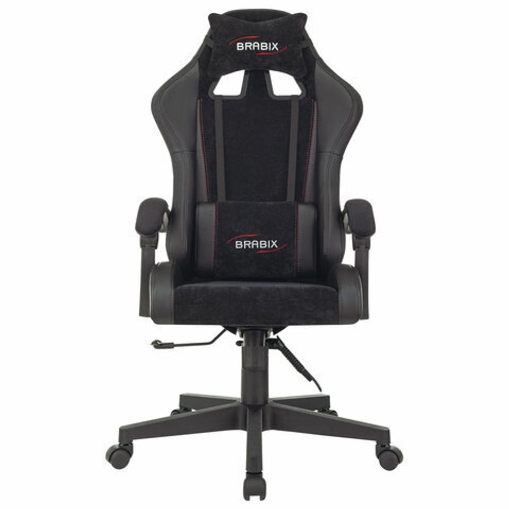 Кресло компьютерное BRABIX "Striker GM-121", синхромеханизм, 2 подушки, экокожа/велюр, черное, 532962