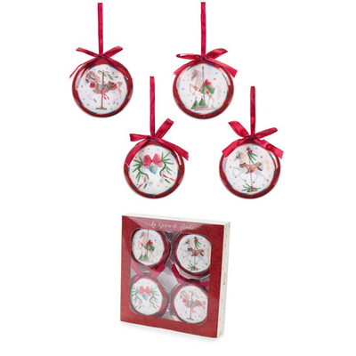 Набор из 4-х елочных украшений в подарочной коробке "Лошадки-карусель Амели" 8см