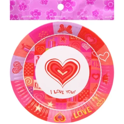 Тарелка бумажная 18 см в наборе 10 шт «Love you»