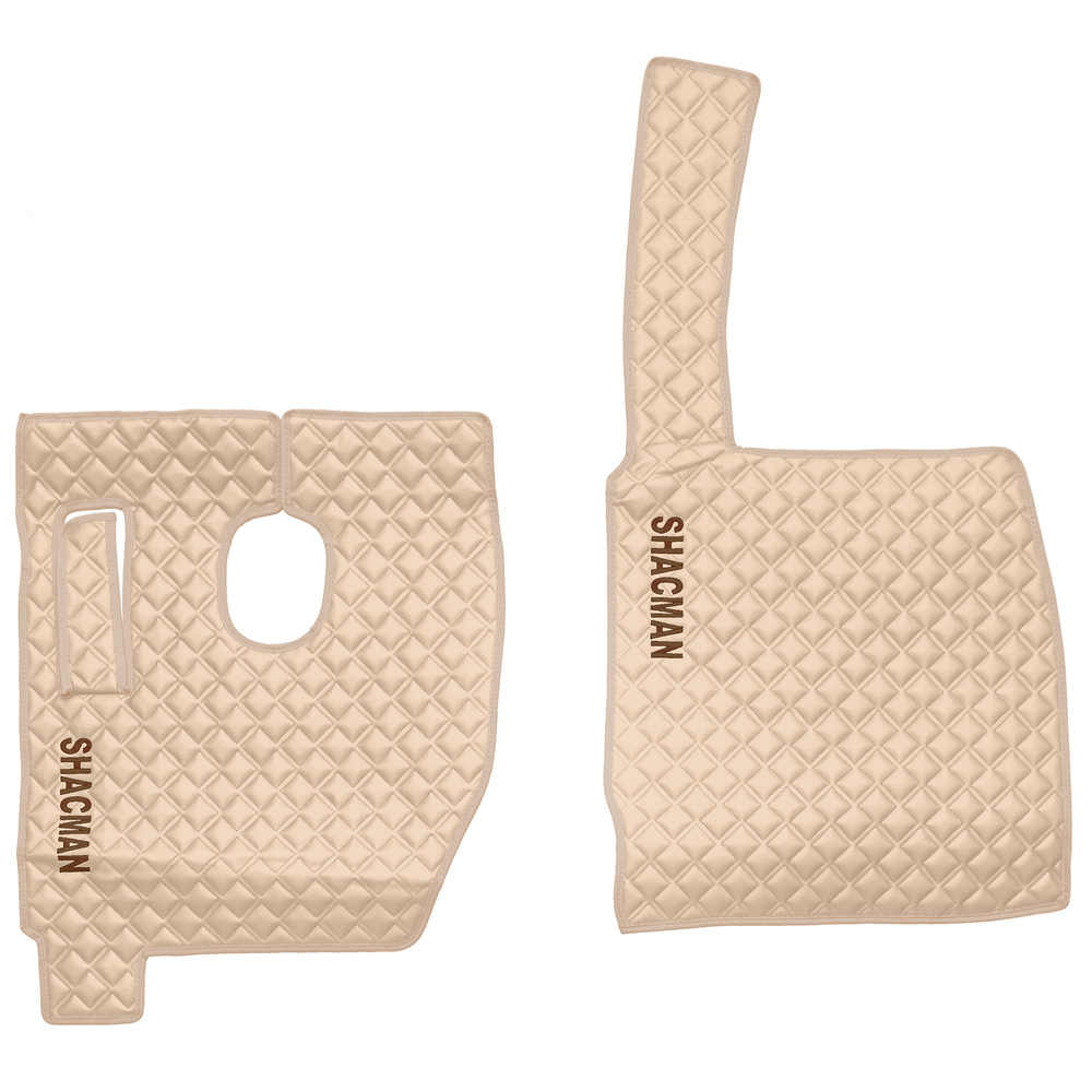 Ковры SHACMAN F3000 (экокожа, бежевый, бежевый кант, коричневая вышивка)