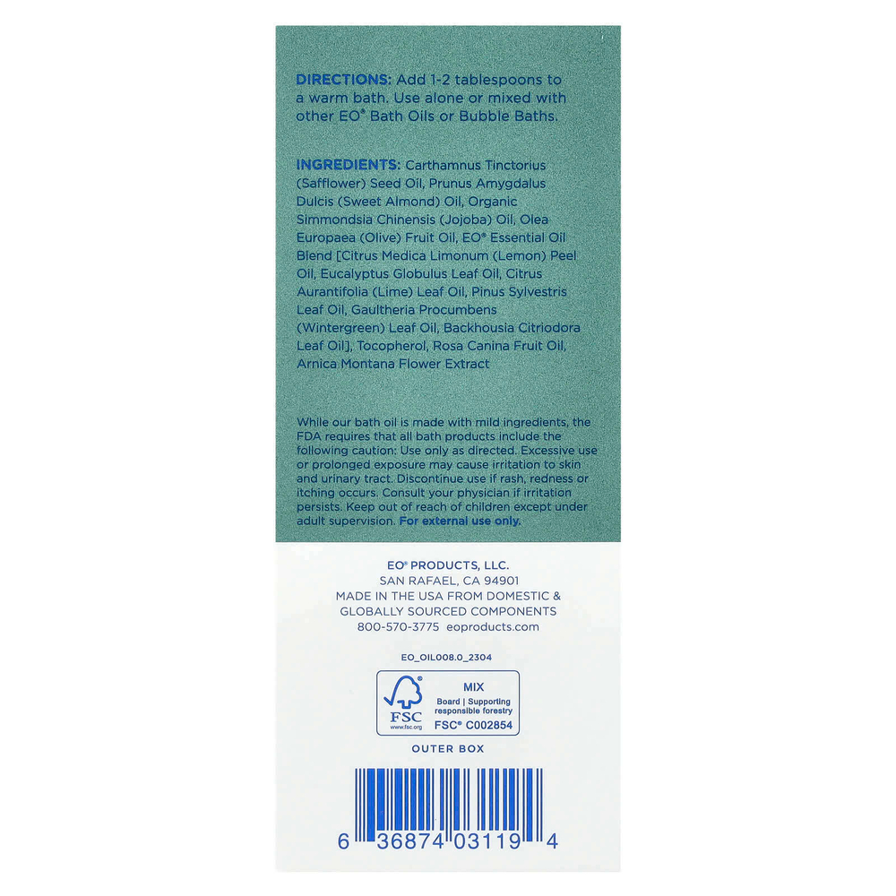 EO Products, Масло для ванн Body Boost, восстанавливающий эвкалипт и лимон, 118 мл (4 жидк. унц.)