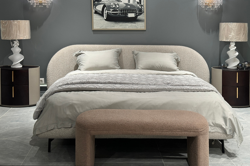 Кровать Garda Decor Сицилия (Sicilia) без мех.,букле бежевая Orso-BEG 240*220*87 см