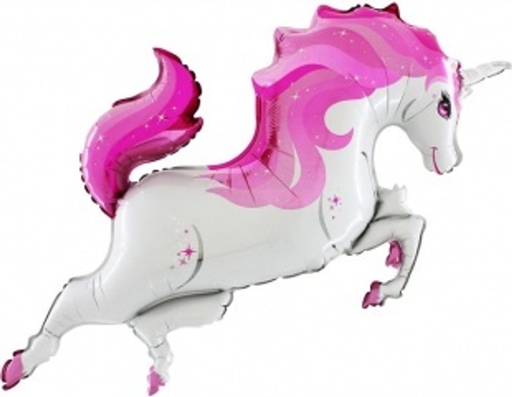 Шар (48""/122 см) Фигура, Звездный Единорог, Розовый, 1 шт. Б026