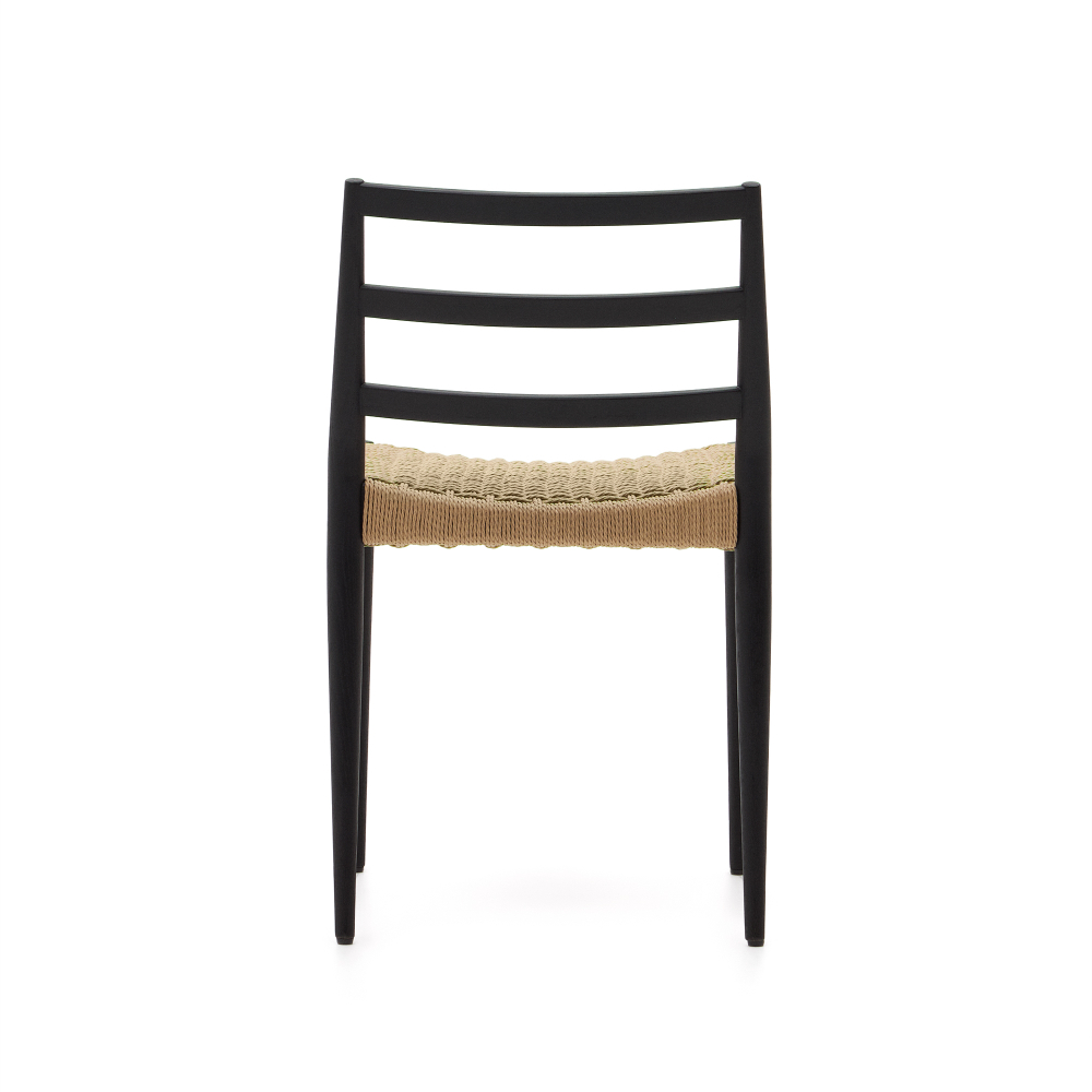 Analy Стул из массива дуба с черной отделкой и сиденьем из 100% веревки
