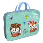 Папка с ручками 1 отделение, А4 260х340х80 мм, Alingar, ПВХ, ручки тесьма, дизайн с одной стороны, молния сверху, внутр. карман, "Лисята"