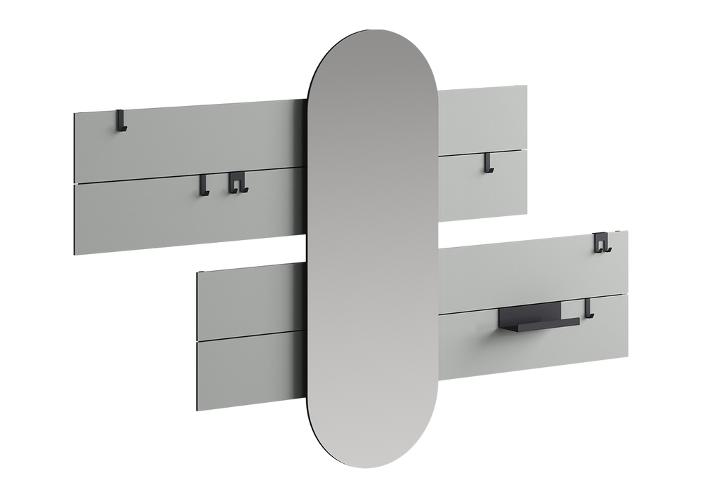 Вешалка Stripe L горизонтальная с зеркалом 60*160 см (серый)