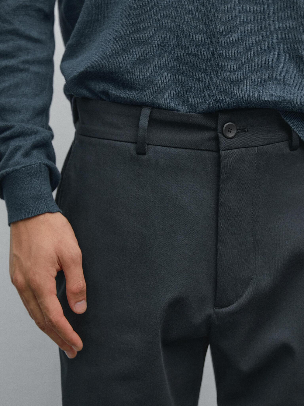 Massimo Dutti Джоггеры из смесового хлопка. темно-синий