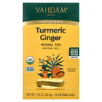 VAHDAM India, Infusions, травяной чай, куркума и имбирь, без кофеина, 18 пакетиков для заваривания, 32,4 г (1,14 унции)