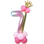 Шар фольгированный 81 см “Цифра 7” с набором шаров (розовый перелив)