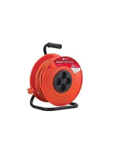 Удлинитель на катушке 4х50м без заземл. 6А IP20 Атлант 2.0 1.3кВт ПВС 2х0.75 PROxima EKF UKA02-06-275-4-50
