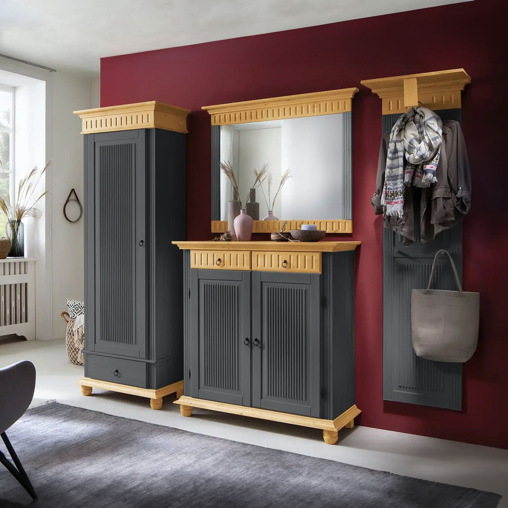 Шкаф Хельсинки для прихожей серый воск/антик