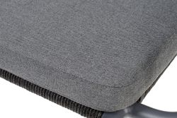 "Нуар" стул плетеный из роупа, каркас алюминий темно-серый (RAL7024) муар, роуп темно-серый круглый, ткань темно-серая 027