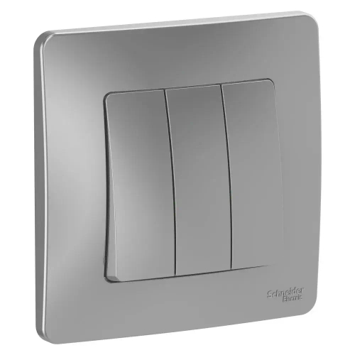 BLANCA С/У 3-клавишный ВЫКЛЮЧАТЕЛЬ (cх.1+1+1), 10А, 250В, АЛЮМИНИЙ