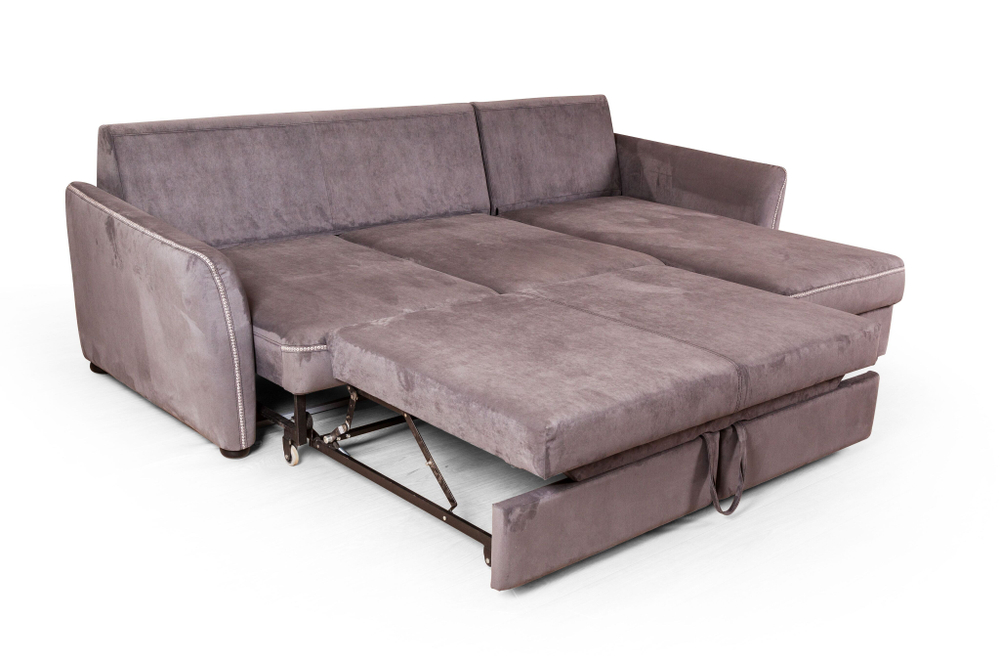 Marco диван-кровать с шезлонгом замша серый