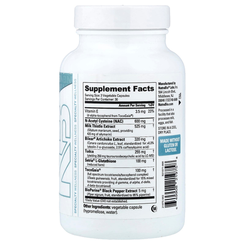 NutraBio, печень, 90 капсул